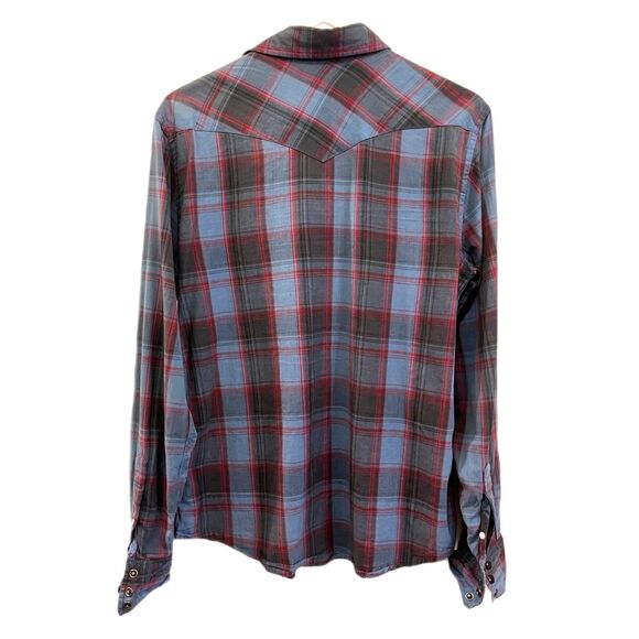 Salt Valley Western Pearl Snap Blue Gray Button Up Shirt Top  Mens Size Small - Picture 6 of 10